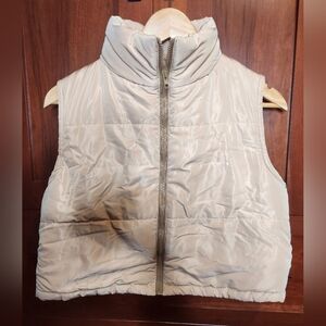 Unbranded Kids Tan Puffer Vest Zipper High Collar Size Small